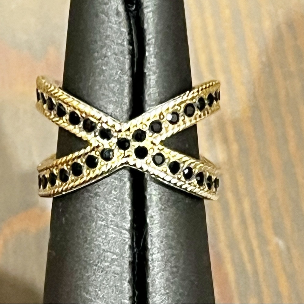 Anna Beck Classic Cross Ring Sterling Silver 925 Black Onyx Stones Ring Size 6 - Picture 7 of 7